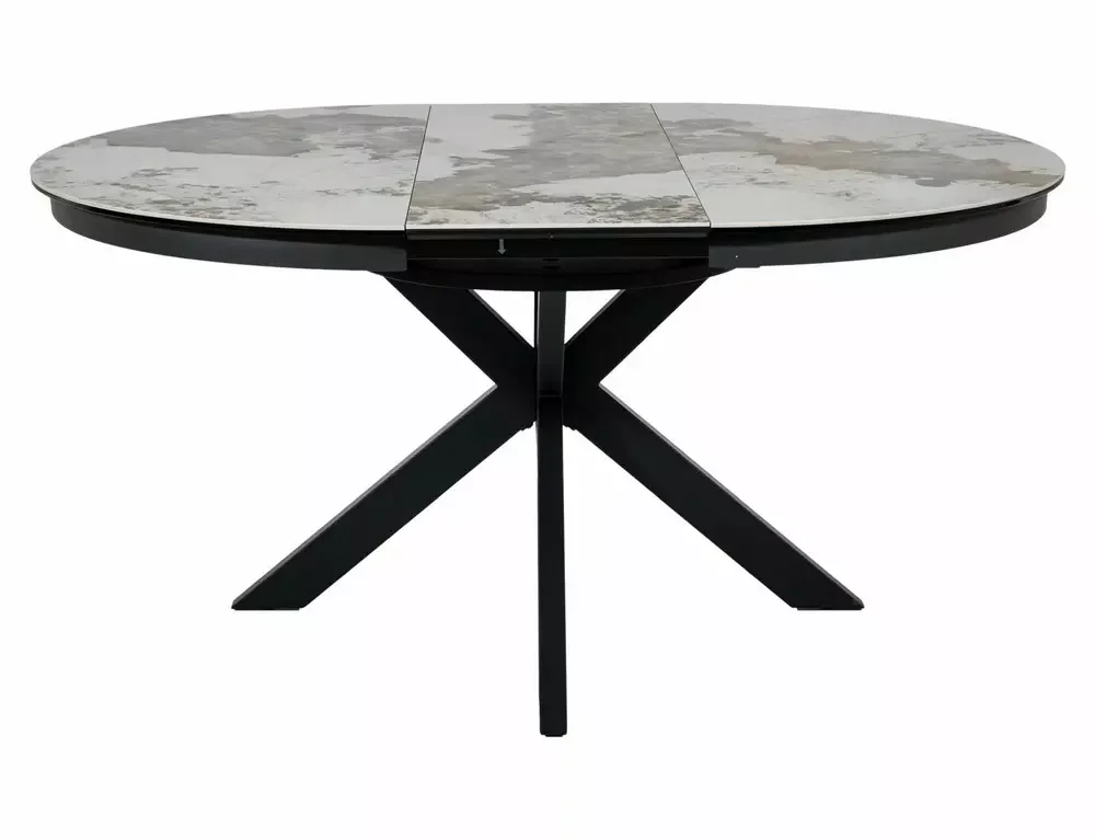Стол обеденный SIGNAL PORTO Ceramic белый Pandoro/черный 120-160/120