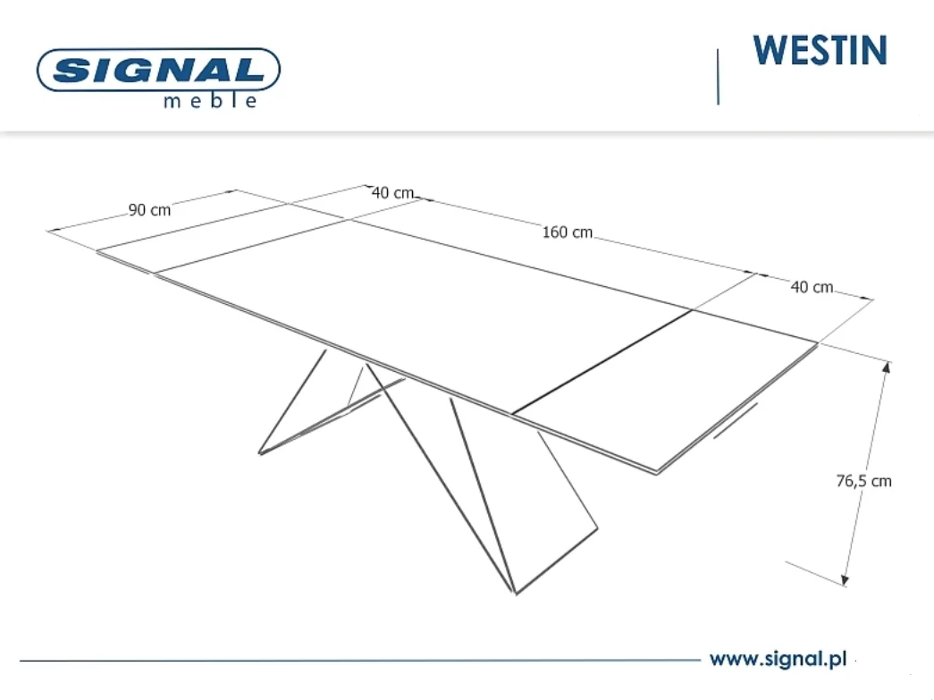 Стол обеденный SIGNAL WESTIN черный матовый 160-240/90
