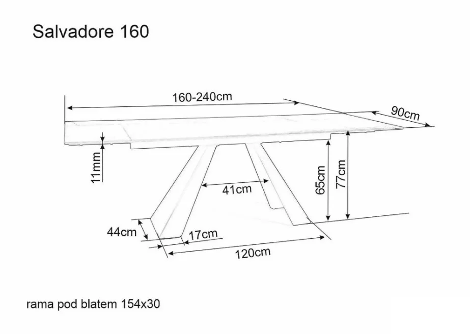 Стол обеденный SIGNAL SALVADORE Ceramic Diamond Cream кремовый/черный мат 160-240/90